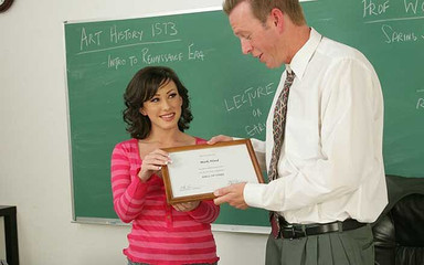 Cock Hungry Jennifer White Is so Impressed with Her Professors Achievements, She Lets Him Slide His Cock in Her Ass