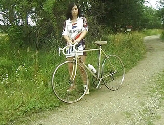 Lovely brunette having fun posing in nature