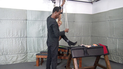 Introducing new girlfriend to the bondage room