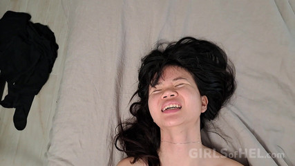 If You Keep Going I Will Pee on the Bed! - POV Deep Dicking an Asian Teen - Real Sex with Baebi Hel