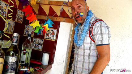 Perverse slut teen Clanddi banged by stepdad at wild party