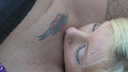 Naughty blonde lesbians eats pussy outside and gets hot