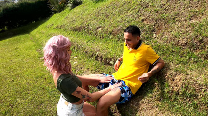 My Friend Gives Me a Great Deepthroat Blowjob Outdoors and I Cum in Her Mouth