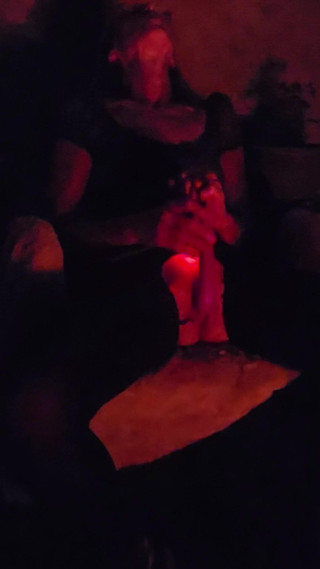 Goode Girl enjoying the evening fingering and fucking herself by the backyard fire