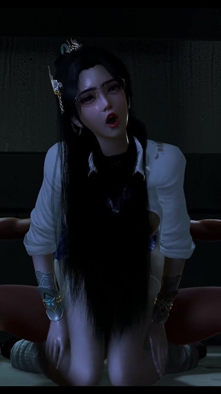 3D Cute Slut Asian Whore Wearing Sexy Jk Dress