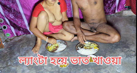 Indian Husband and Wife Eat Food