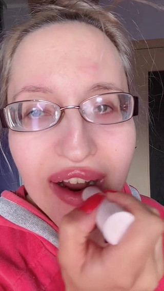 Asmr Eating Banana Pink Lipstick - Lip Fetish Food Fetish Lipstick Eyeglasses