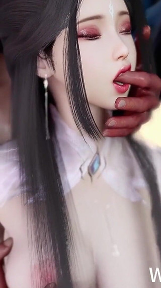 3D Super Horny Asian Slut Wearing Sexy White Stockings Got Her Wet Pussy Fucked so Hard