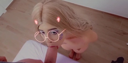 The Horny Blonde Sucks My Cock