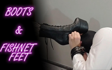 Lady Angela Wedding Role Play Fishnet Feet Ankle Boots Pedicured Toes, Fishnets, Pleaser Boots, Weddingg Dress MILF