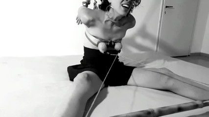 Move if You Want: Tits Bondage with Her Nipples Clamped to Her Toes