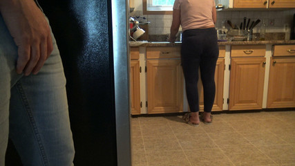 Stepmom Almost Caught Me but Finally I Cum Over Her Ass!