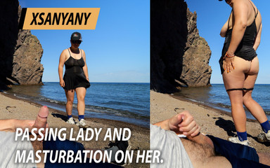 Passing lady and masturbation on her.