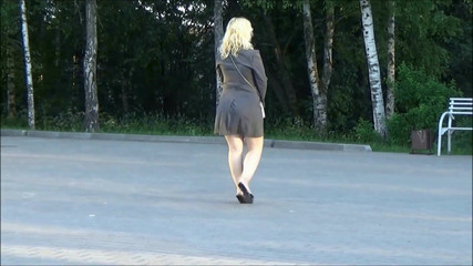 Jacket on naked body - In city without panties