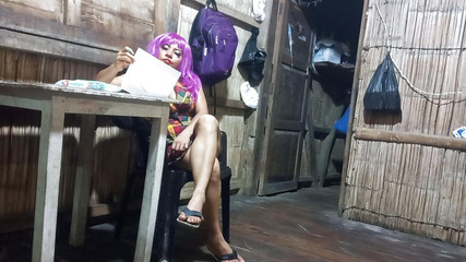 Delicious Housewife Touches Her Tits and Vagina When the Boss Is Away From Home