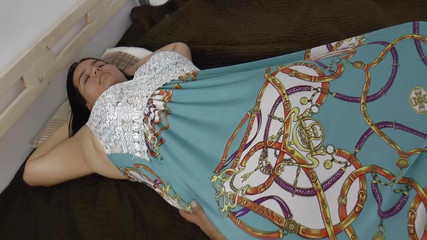 An Amazing German Woman with Dark Hair Riding a Fat Cock