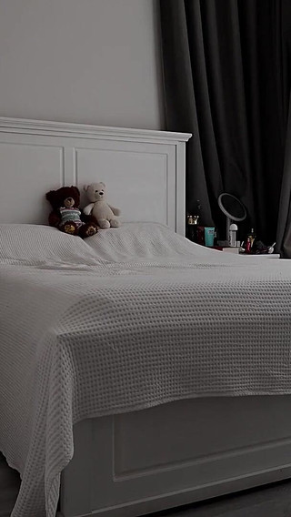 Stepmom Tidies the Bedroom. in Her Sheer White Robe