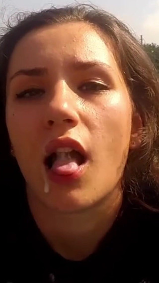 Teen Swallowing Cumshot Outdoor