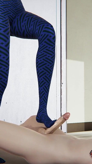 Hot Ms Davidson Handjob And Footjob In Her Blue Leggins Service Make Big Dick Cum A Lot Of Sperm