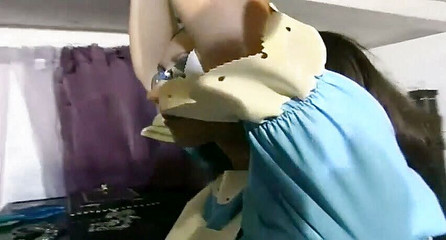 Brunette maid gets tied up