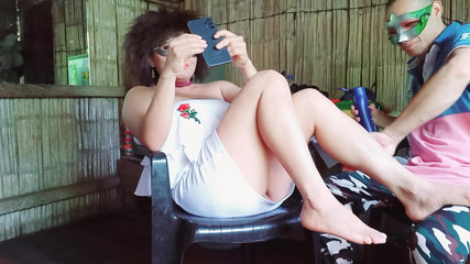 Real Latino Amateur Sex! Intense Masturbating to the African Brunette in Homemade Porn