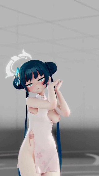 Blue Archive Ryuuge Kisaki Hentai Undress Dance Mmd 3D Blue Hair Color Edit Smixix