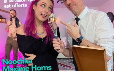 Delivroobignole Fucks and Fills up Right Next to Her Date with Maxime Horns Noochka Davy