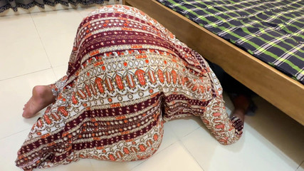 Egypt Beautiful Big Ass & Tight Pussy Hot Stepmom Stuck Under Bed Then She Want Rough Anal From Me