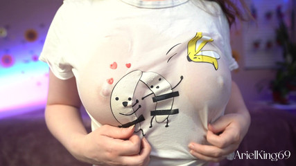 Dirty talking while I spray my tits