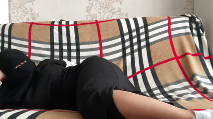 Syrian Arab in Hijab Enjoys Caressing Her Wet Pussy in White Panties