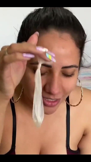 Kiffa makes Cuck lick cum from the condom after cheated him