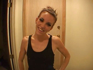 Skinny brunette enjoys sucking a big black cock