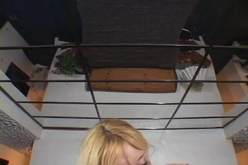 Blonde babe with n hige tits gives on hot handjob to big cock