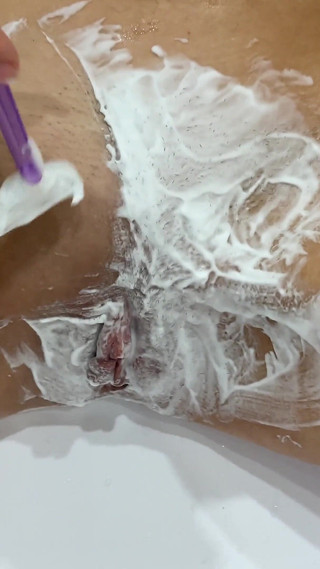 Pussy Shaving Close up! Beautiful Blonde with Natural Tits! POV!