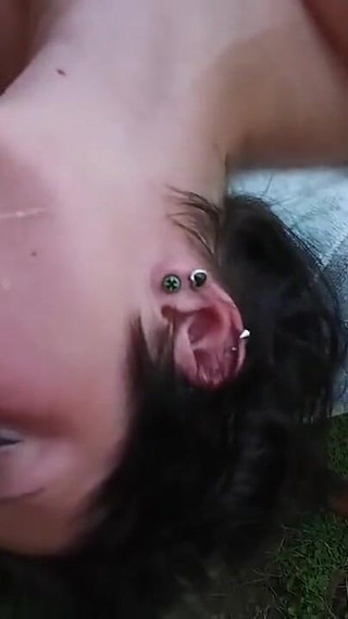 Skinny Babe Gets Fucked After Massage by Two Guys in the Garden