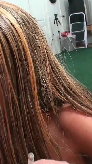 Golden Tanned MILF Smoking and Taking Care of Stepsons Cock