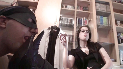 Mistress and her slave having a lunch