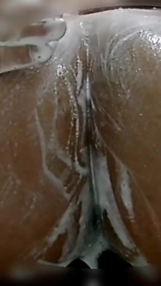 Wasshing my big bubble butt at shower in the bathroom