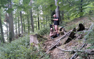 Slut Wife in Bunny Mask Dehumanized Herself Outdoors