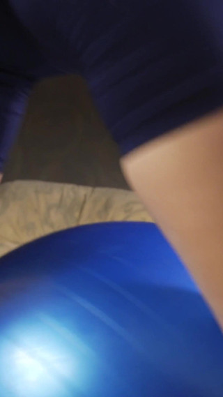 Tight Yoga Shorts Butt Bounces on Exercise Ball