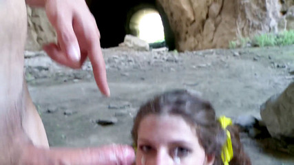 Cute American teen gets a big facial