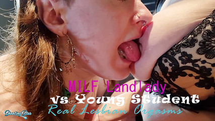 Real Lesbian Student Lodger Home Sickness Cured by Experienced Mature MILF