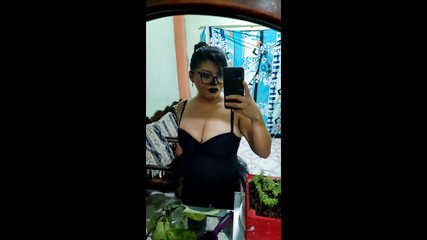 Super Sexy Natural Busty Puts on Her Dracula Costume on Halloween