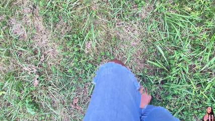 Pink Foxx Walks Barefoot Outside