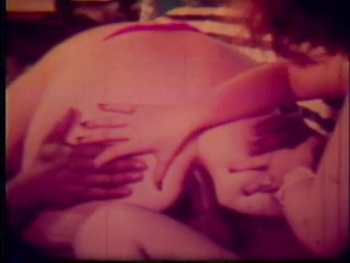 Lovely threesome bang in vintage video