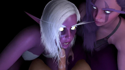 Two Purple Elves double blowjob: 3D Porn