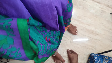 Blue Saree Housewife Jerry Red Cute Lips