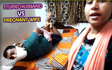 Stupid Husband Tied and Gagged by Pregnant Wife: Femdom Humiliation Caught on Camera!