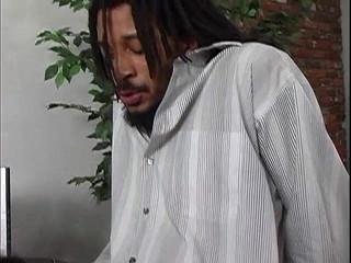 Busty brunette teen seduces her boss and rides his big black cock