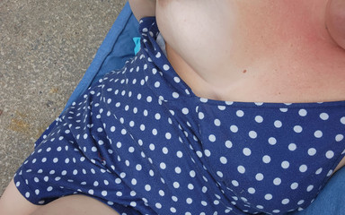 Patio Playtime - Hot MILF Exposing and Playing Outside While Cars Drive Past